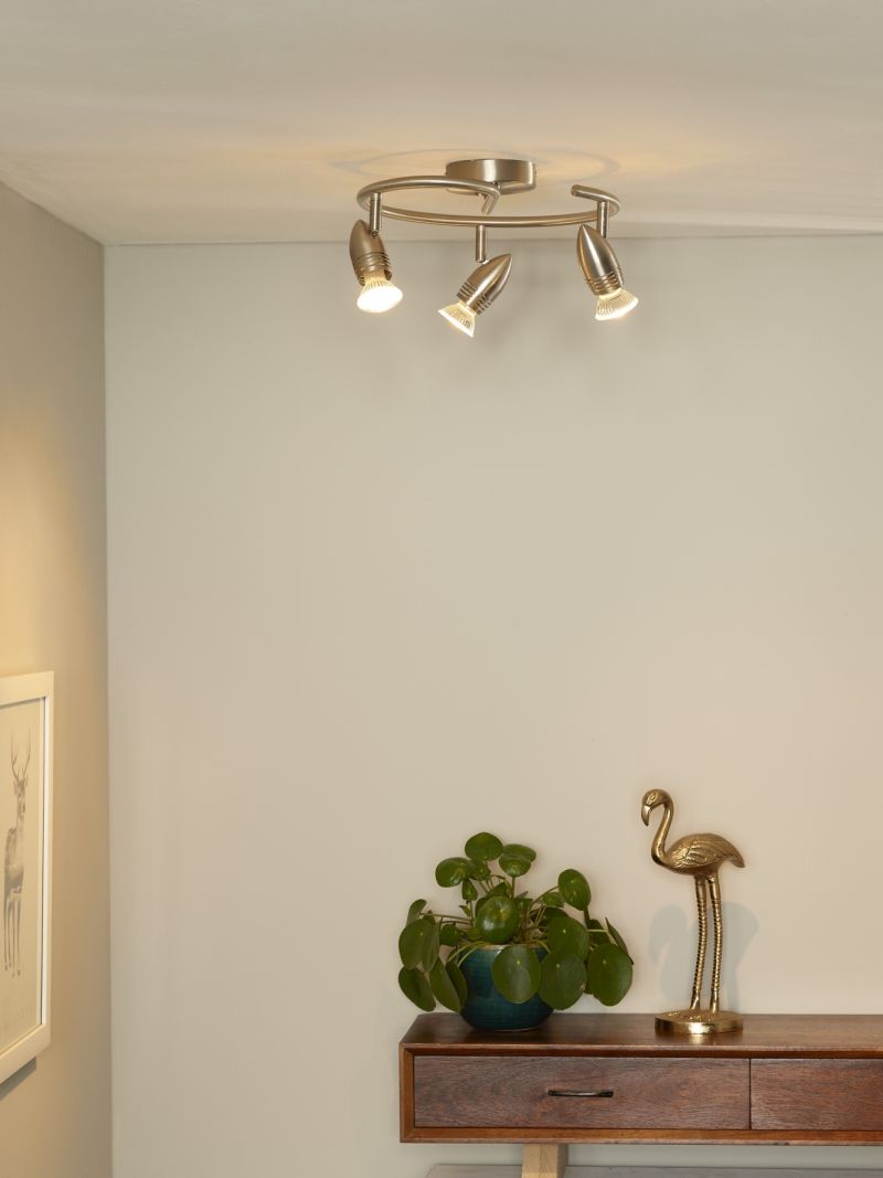 Lucide CARO-LED - Stropné bodové svietidlo - Ø 31 cm - LED - GU10 - 3x5W 2700K - Satin Chrome